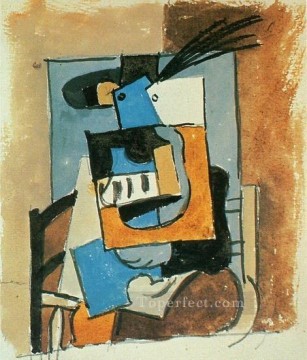  plumas Obras - Mujer con sombrero de plumas cubista de 1919 Pablo Picasso